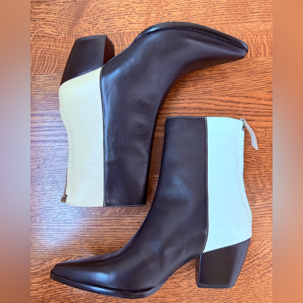 MATISSE Carson Leather Boots Western Pointed Toe Colorblock Block Heel Soft 7 - Picture 8 of 13